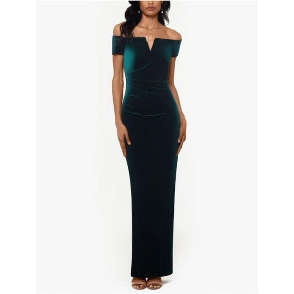 Xscape Green Velvet Gown - Picture 1 of 2